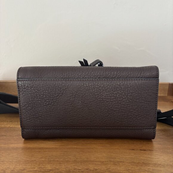 Botkier New York Brown Pebble Leather Purple Suede Top Handle Crossbody - Picture 7 of 11